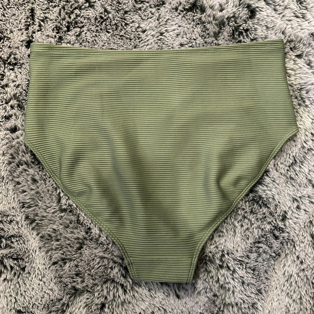 George Olive Green Ribbed High-Waist Bikini Bottom - Picture 3 of 3